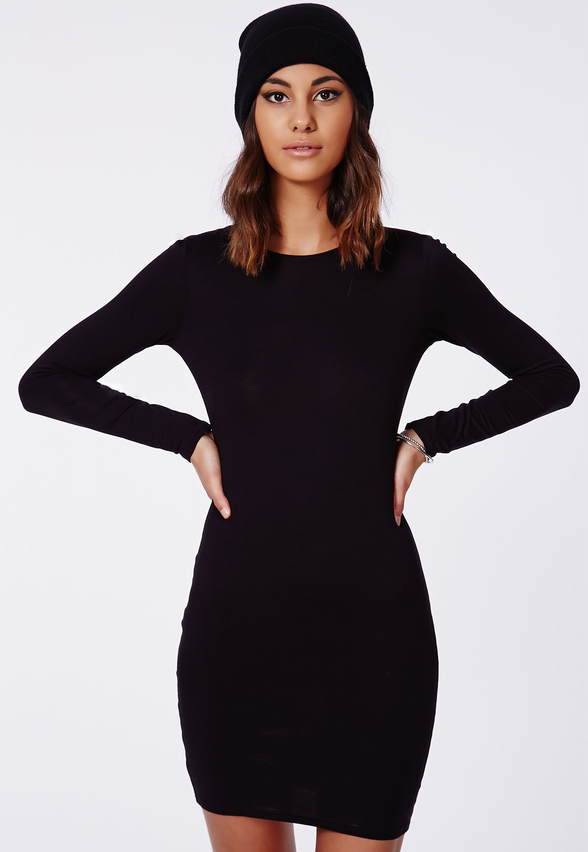 Black Jersey Dress With Sleeves : 2017 Fashion Trends