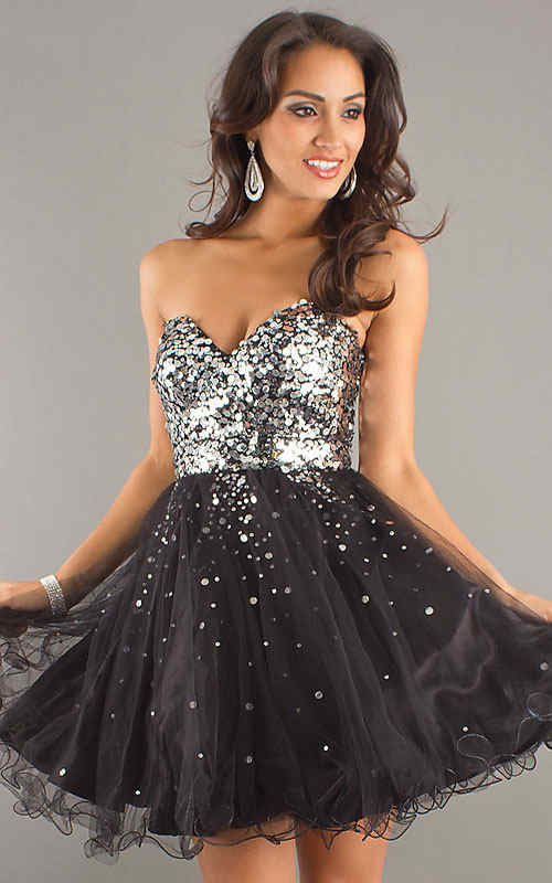 Black Strapless Sequin Dress - New Fashion Collection