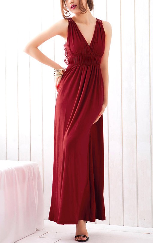 Casual Red Maxi Dress & Make You Look Thinner