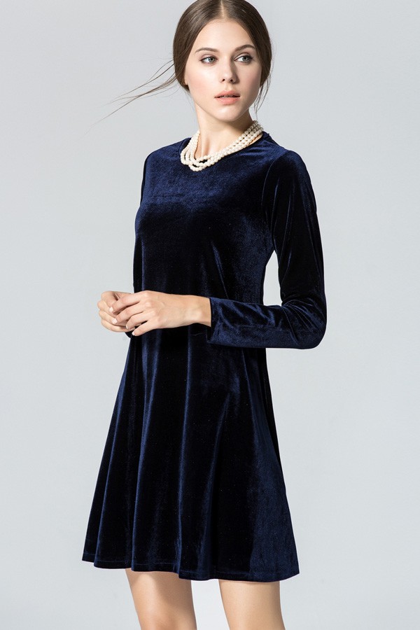 Dark Blue Long Sleeve Lace Dress : Different Occasions