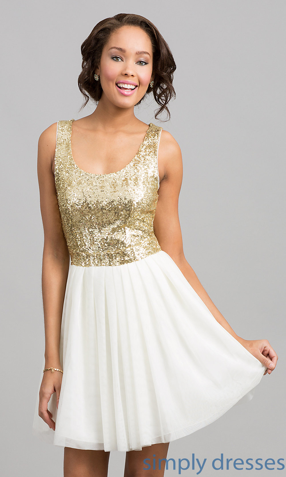 Gold And Cream Sequin Dress & New Trend 2017-2018