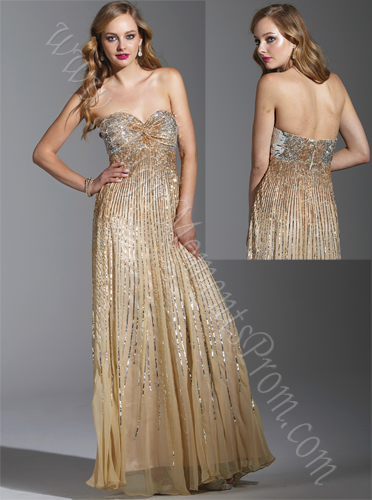 Long Gold Metallic Dress : Beautiful And Elegant