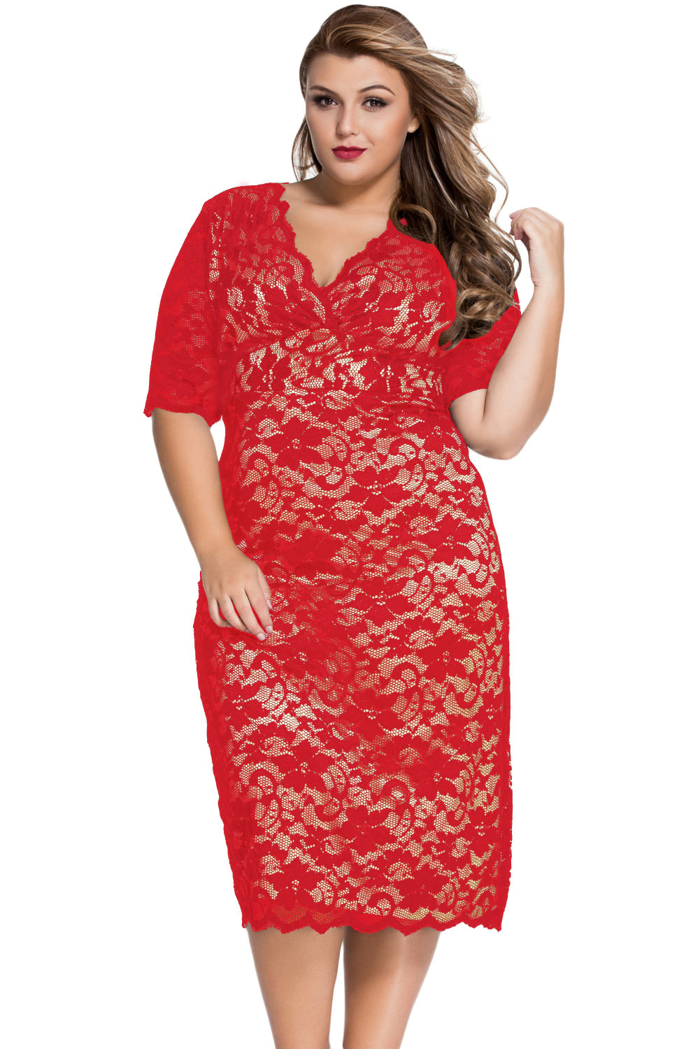 Red Plus Size Dresses With Sleeves - Always In Vogue 2017