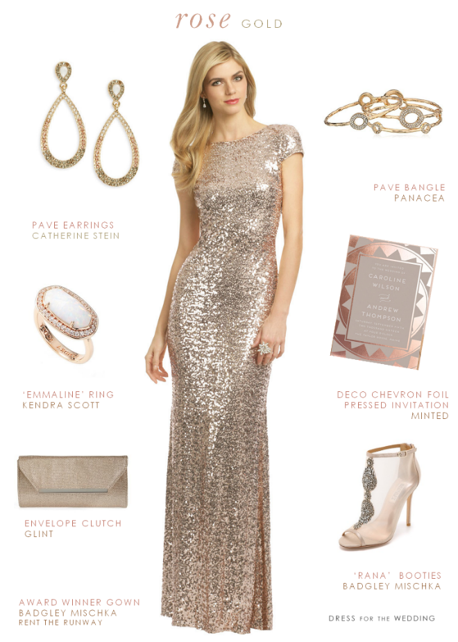 Rose Gold Long Sequin Dress - Details 2017-2018