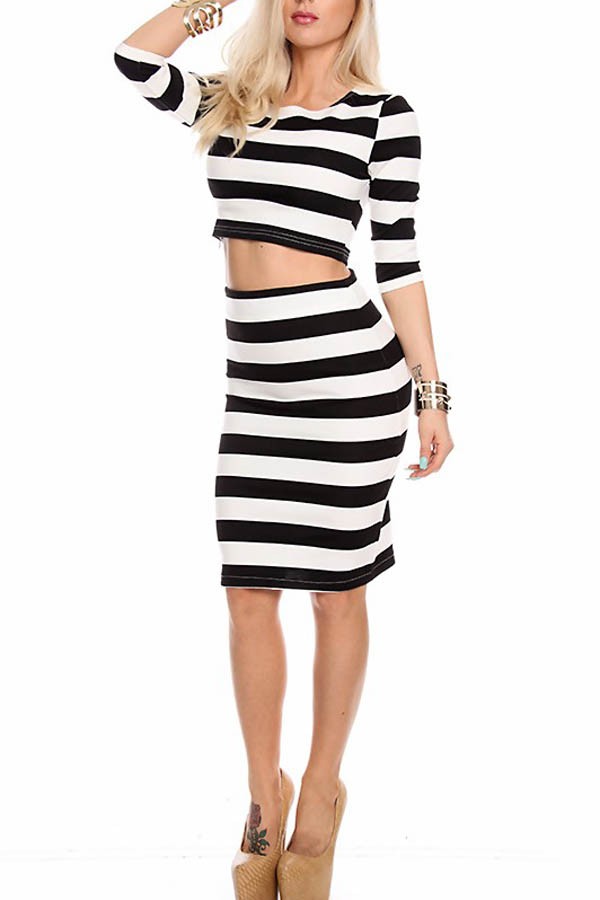 Striped Two Piece Dress & Make Your Life Special