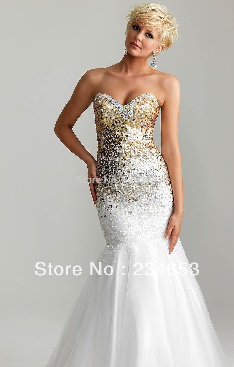 White Dress Gold Sequins & Make You Look Thinner