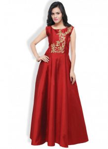 red silk dress long