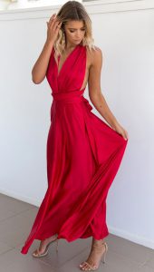 Long Silk Red Dress