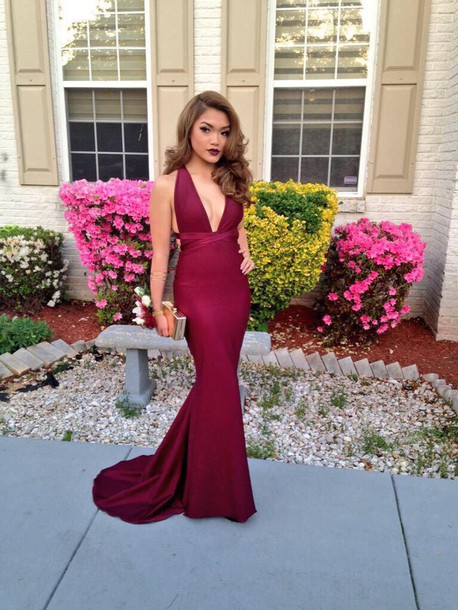 Backless Burgundy Prom Dress & Online Fashion Review