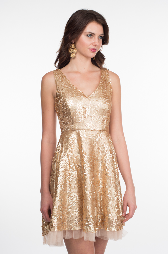 Rose Gold Sequin Cocktail Dress - 2017 Fashion Trends