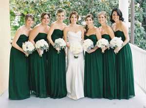 emerald green and white bridesmaid dresses
